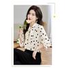 2026 Nuovo Top alla Moda ed Elegante per la Primavera, Camicia Versatile in Chiffon a Maniche Lunghe con Pois Neri