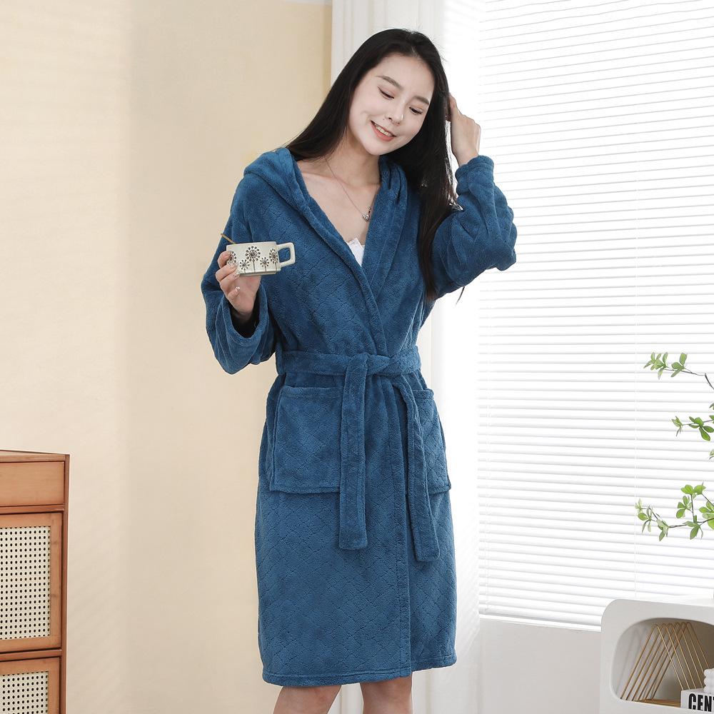 Quick-Dry Coral Fleece Hooded Cloak Bathrobe for Adults and Kids