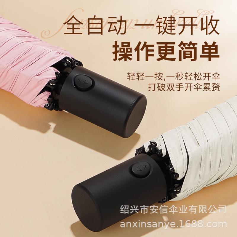 Wind-Resistant Auto-Fold Umbrella with UV Protection and Black Coating