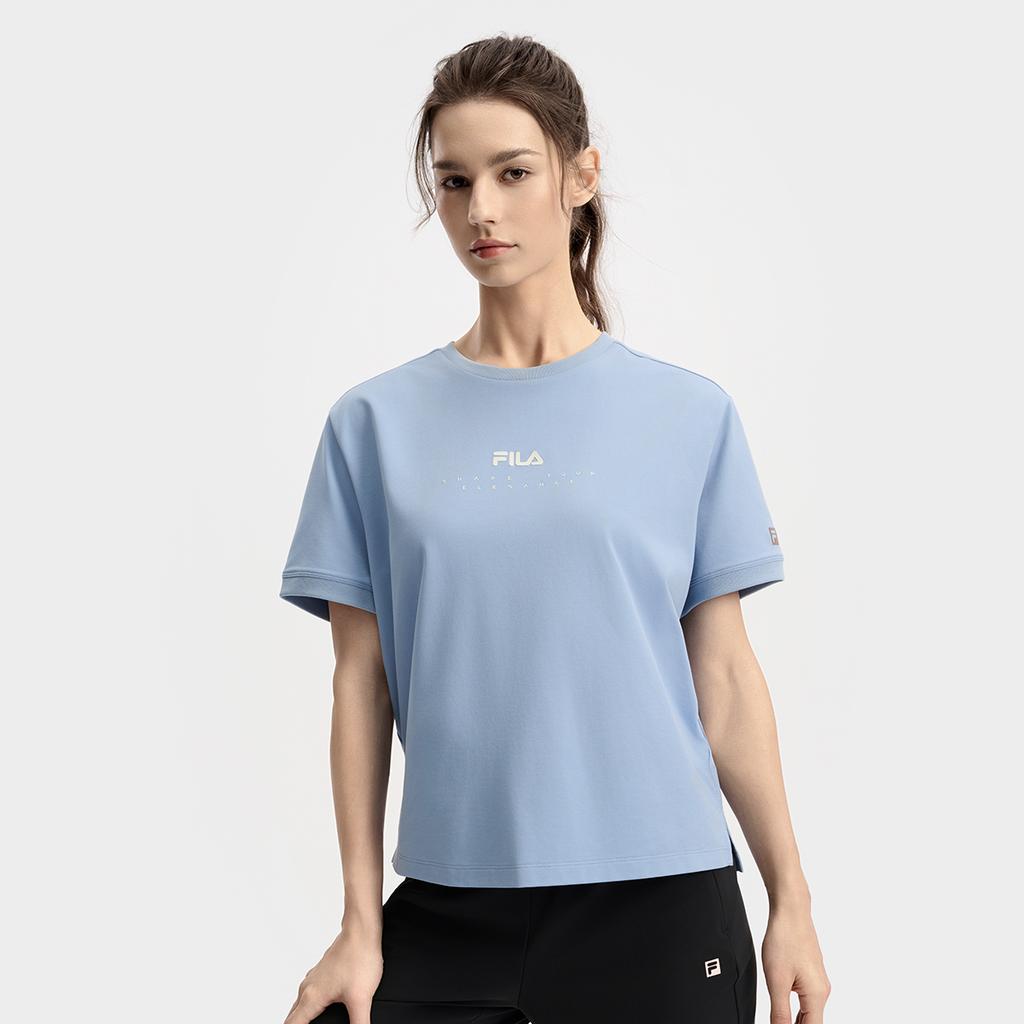 FILA Fitness Fashion Simple Casual Sports Versatile Comfortable Short Sleeve T-Shirt Women Tops Light-Blue A11W531111FBU