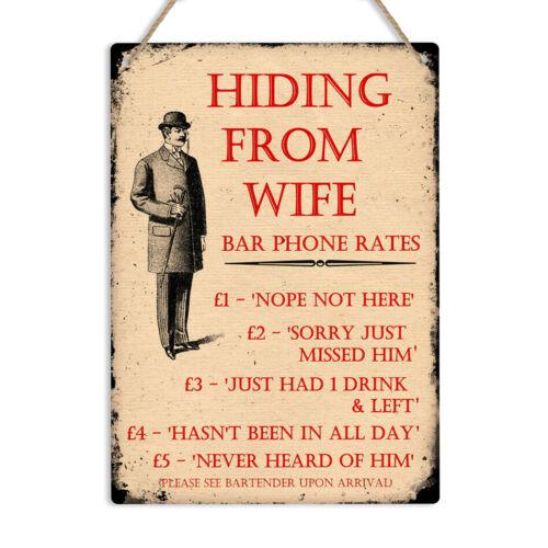 HIDING FROM WIFE Retro Vintage Metal Wall Sign Plaque Kitchen Bar Pub Man CaveAluminum 30x40cm(11.8x15.7inch)