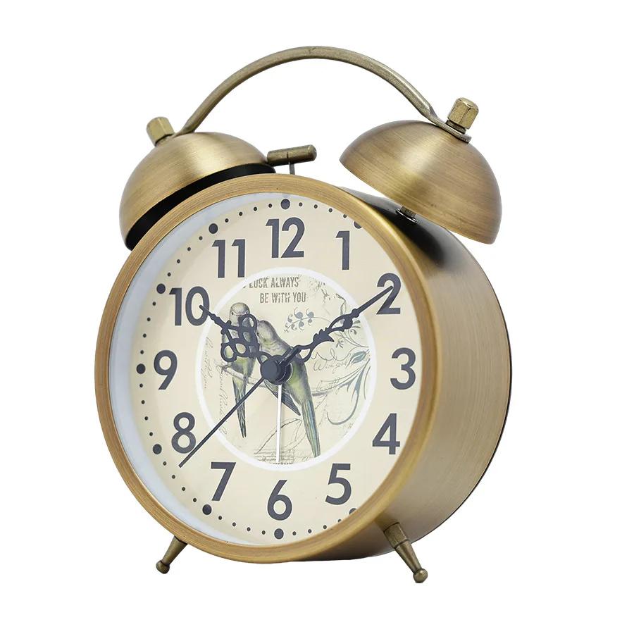 New Creative Metal Alarm Clock with Small Night Light Mechanical Alarm Clock Fashion Personality Student Bedside Bell