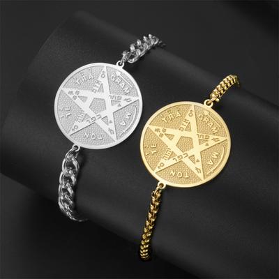 Tetragrammaton Pentagram Bracelet Stainless Steel Witchcraft Magical Pentacle Solomon Amulet Jewelry