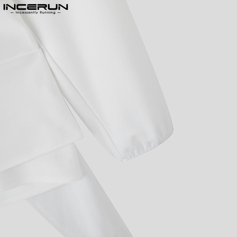 INCERUN Men V Neck Long Sleeve Loose Bandage Wrap Tops Casual Shirts