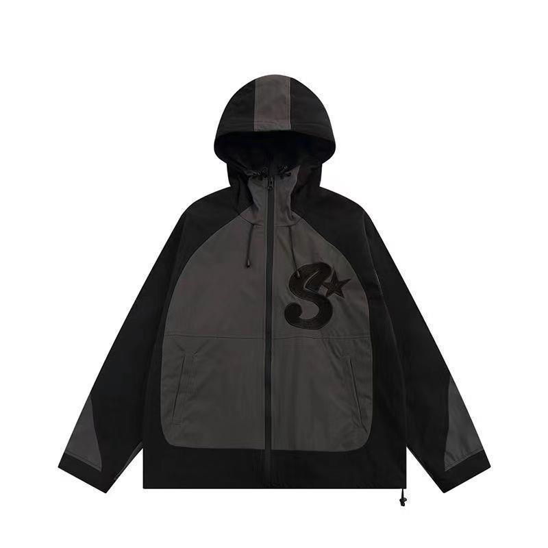 Unisexová trendy větrovka s kapucí v kontrastních barvách - Ležérní a volný střih podzimní bunda