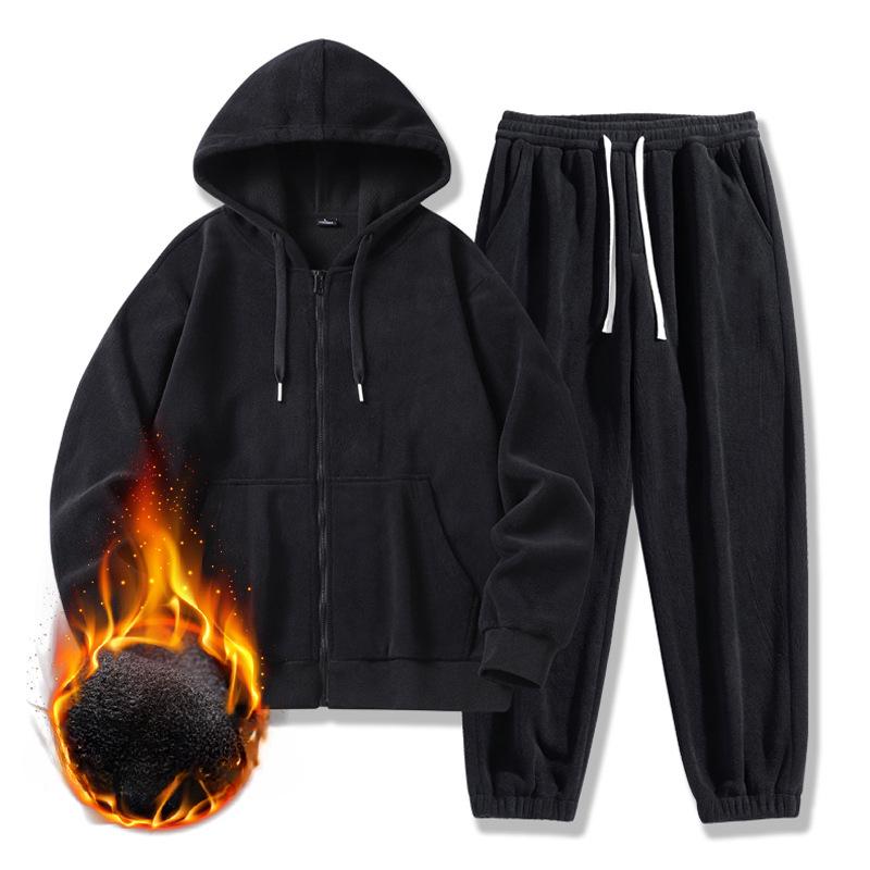 Winter New Men's Warm Casual Sports Suit Cardigan Hooded Sweater Tide