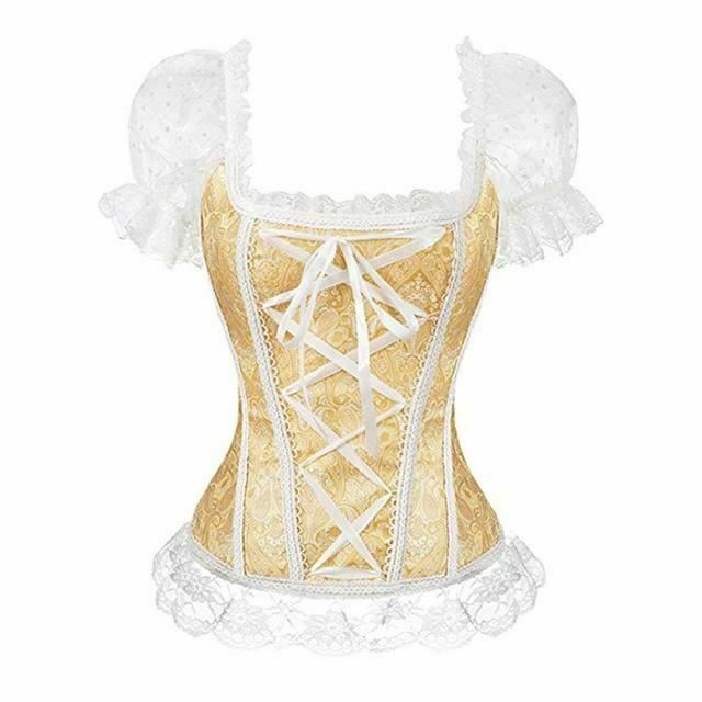 Pink Lace Short Sleeve Corset Top Style Corselet Corsets