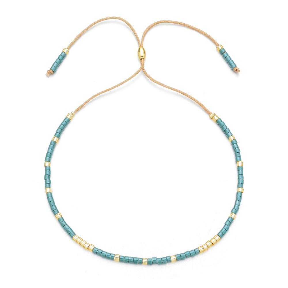 Trendy Deep Blue & Gold Rice Bead Pearl Hand Bracelet: Niche Design Women's Fashion Accessory