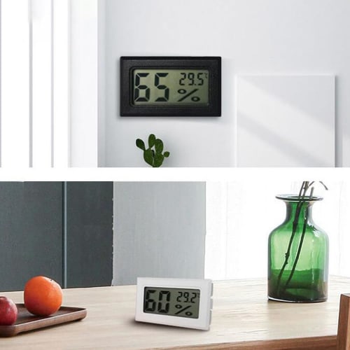 YFFSFDC 4-Piece LCD Digital Thermometer/Hygrometer with Built-in Sensor for Indoor Use in Offices, Homes, Aquariums, Breeding Areas, Refrigerators, an