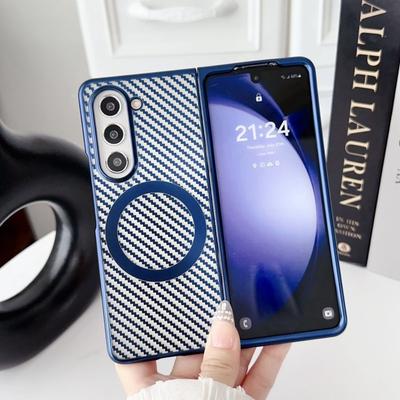 Einfache Business-Beschichtung Transparentes Kohlefaser Magnetische Handyhülle für Samsung Galaxy Z Fold 6 5 4 3 Fold 6 Fold 5 Fold 4 Fold 3