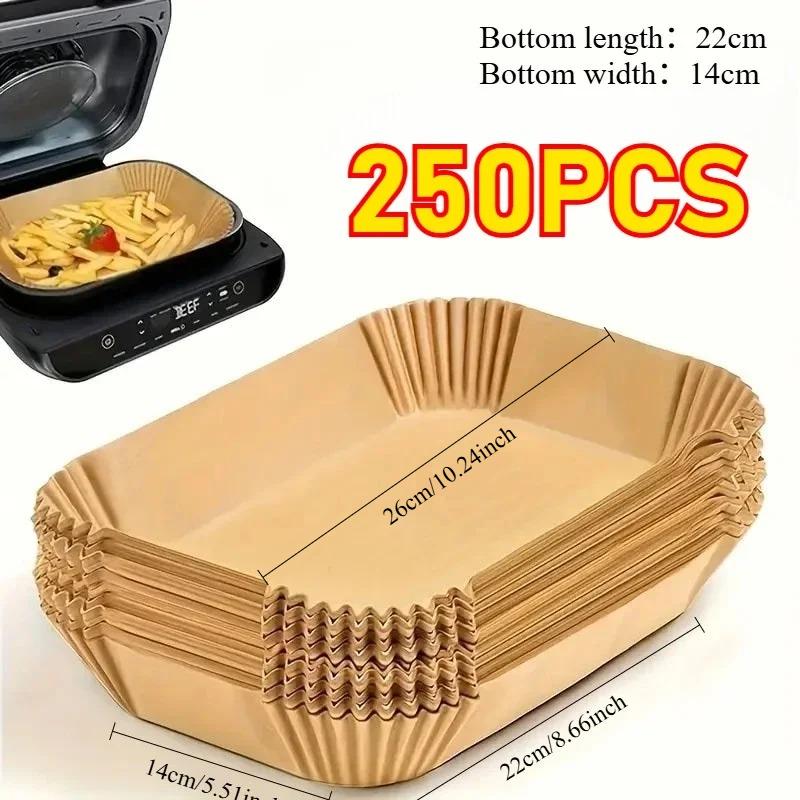 Einweg-Heißluftfritteusen-Einsätze Antihaft-Backpapier Rechteckig Braun Hitzebeständig zum Backen und Frittieren Küchenhelfer