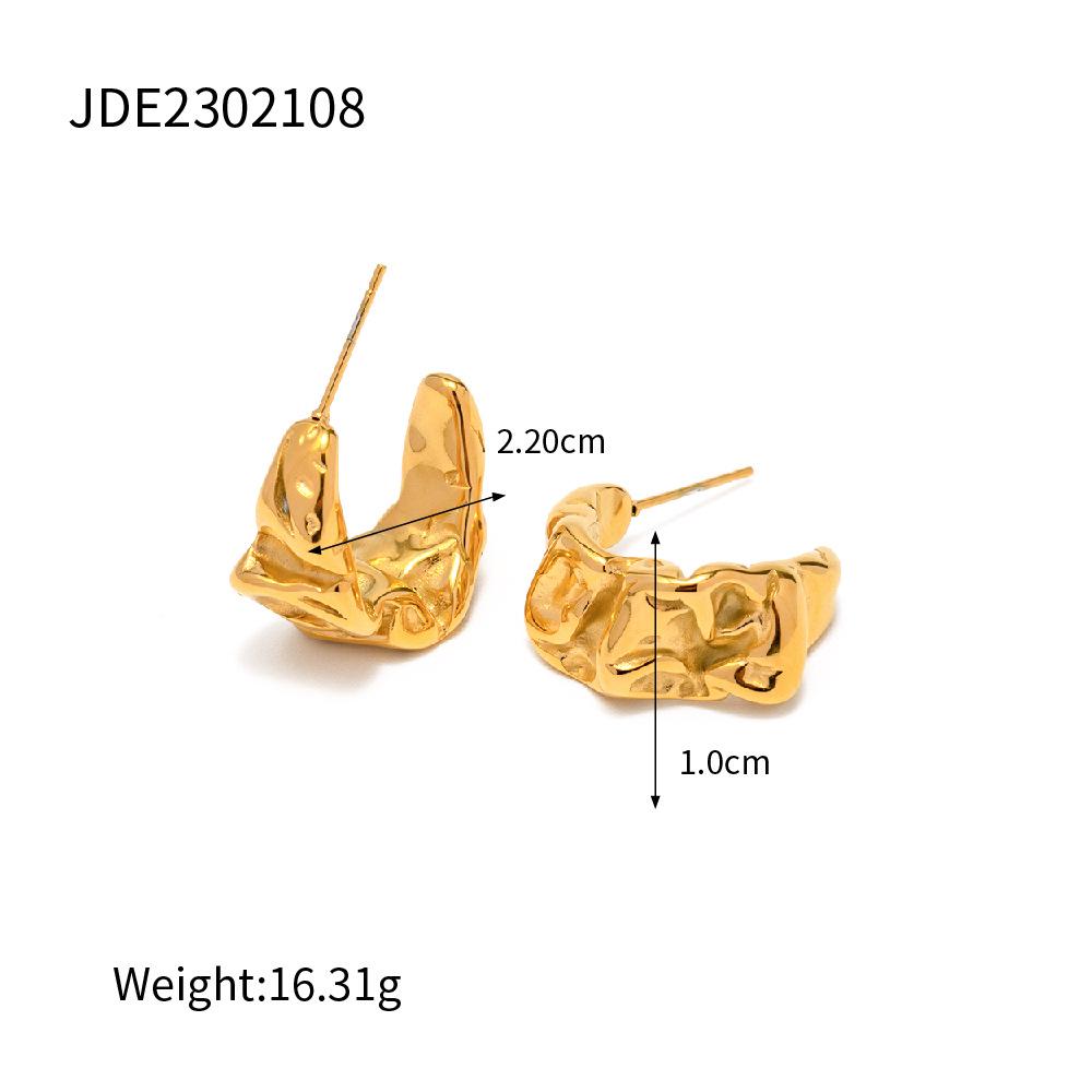 18k Gold-Plated Vintage Lava Earrings: European & American Style Non-Fade Studs