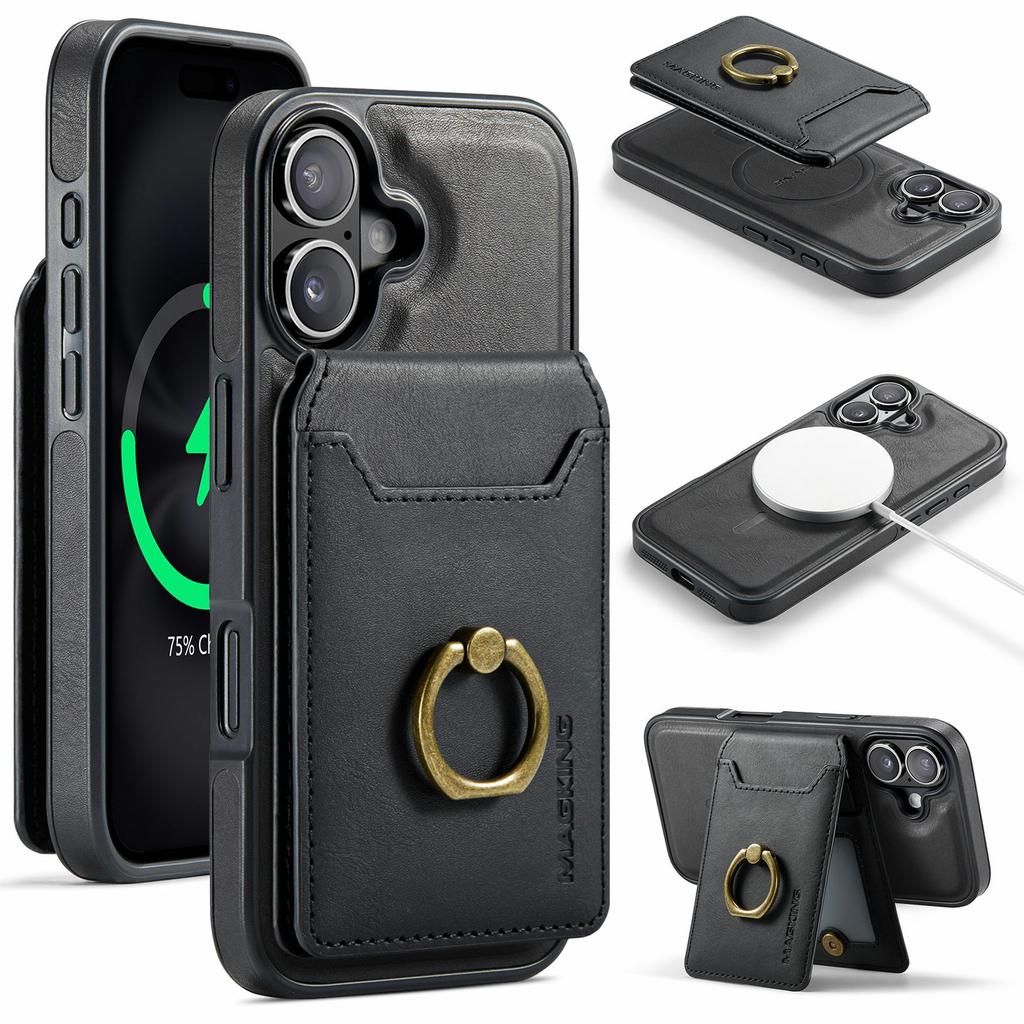 MAGKING K1 Series For iPhone 17 Magnetic Case PC+TPU+PU Phone Cover with Card Holder