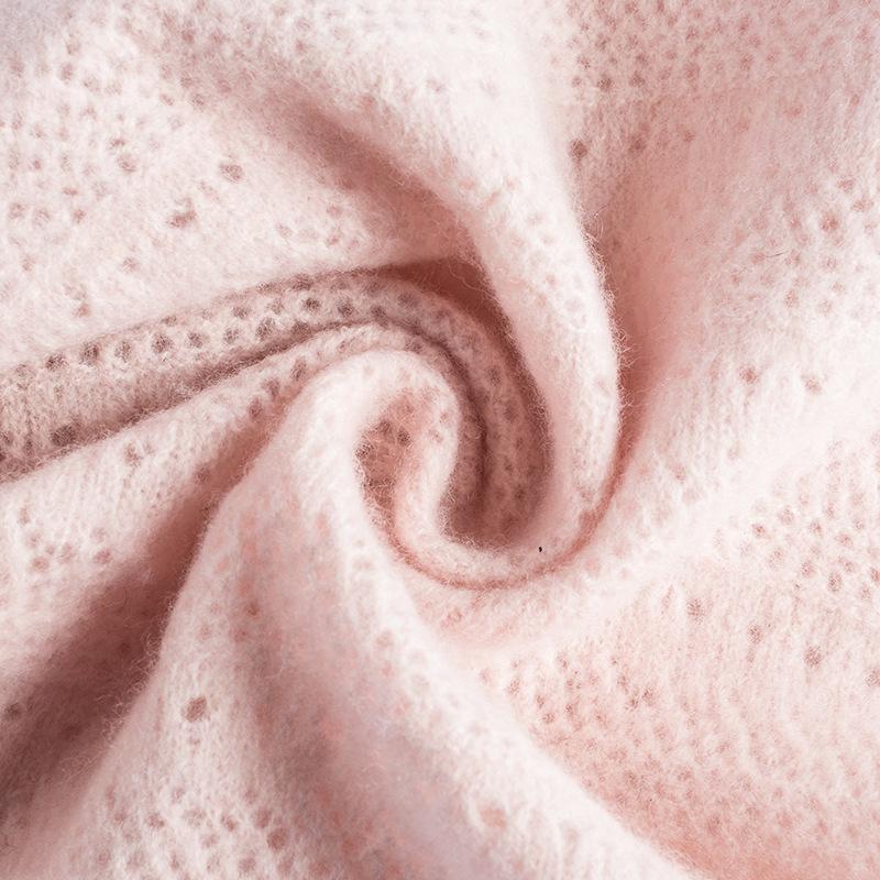 Women's Cashmere Cowl Neck Warmer Wool Pullover Scarf, Solid Color, Versatile, Warm, Hollow-Out Design