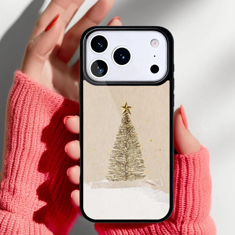 Gold Christmas Trees Phone Case for iPhone 17 16 15 14 13 Pro Max Back Cover for 12 11 Pro Coque