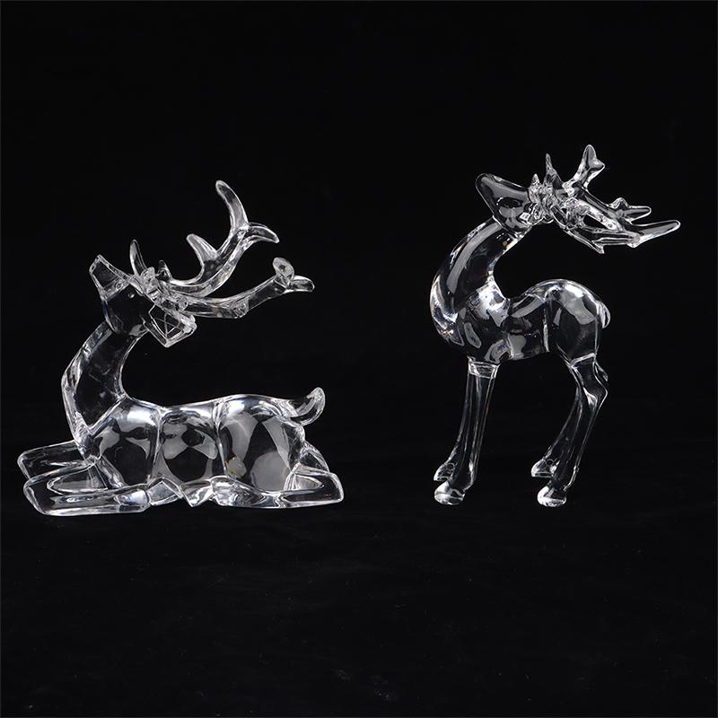 1Pc  Deer Figurines Desktop Ornament Transparent Elk Reindeer Sculpture