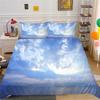 Cloud Sky Duvet Cover Set King/Queen Size,pink Blue-green Beautiful Natural Scenery Soft Bedding Set for Kids Teens Adults Girls