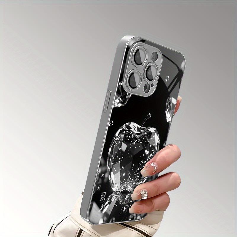 Luxury Diamond For Apple Textured Print Tempered Glass Electroplated Case For Samsung Galaxy S25 S24 S23 Ultra Plus FE Cover