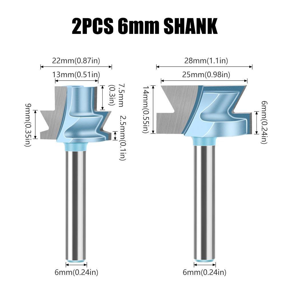 Drawer Slide Knife 1/4 Handle 6 Handle Solid Wood Guide Rail Slider Slotted Desk Male and Female Slide Slot Alloy Milling Cutter