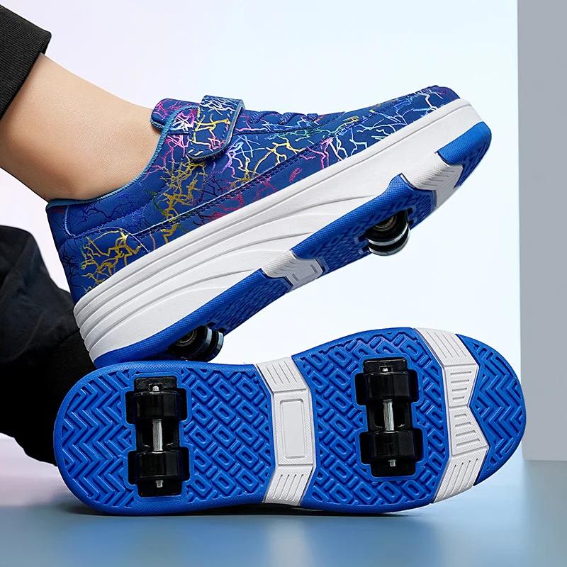 

Женские отстегивающиеся роликовые коньки на 4 колесах Новые кроссовки со светодиодной подсветкой для женщин Качественные коньки для девочек с колесами EUR-42