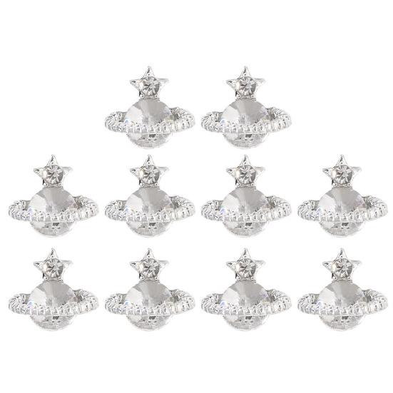 

10 шт., декор для ногтей, сердце, 3D дизайн планеты, потрясающий визуальный эффект, стразы для ногтей, очаровательные блестящие украшения для ногтей «сделай сам», кубический цирконий, украшения для женщин N