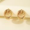 Gold-Plated Double-Layer Circle Stud Earrings for Women - Stylish and Popular Design