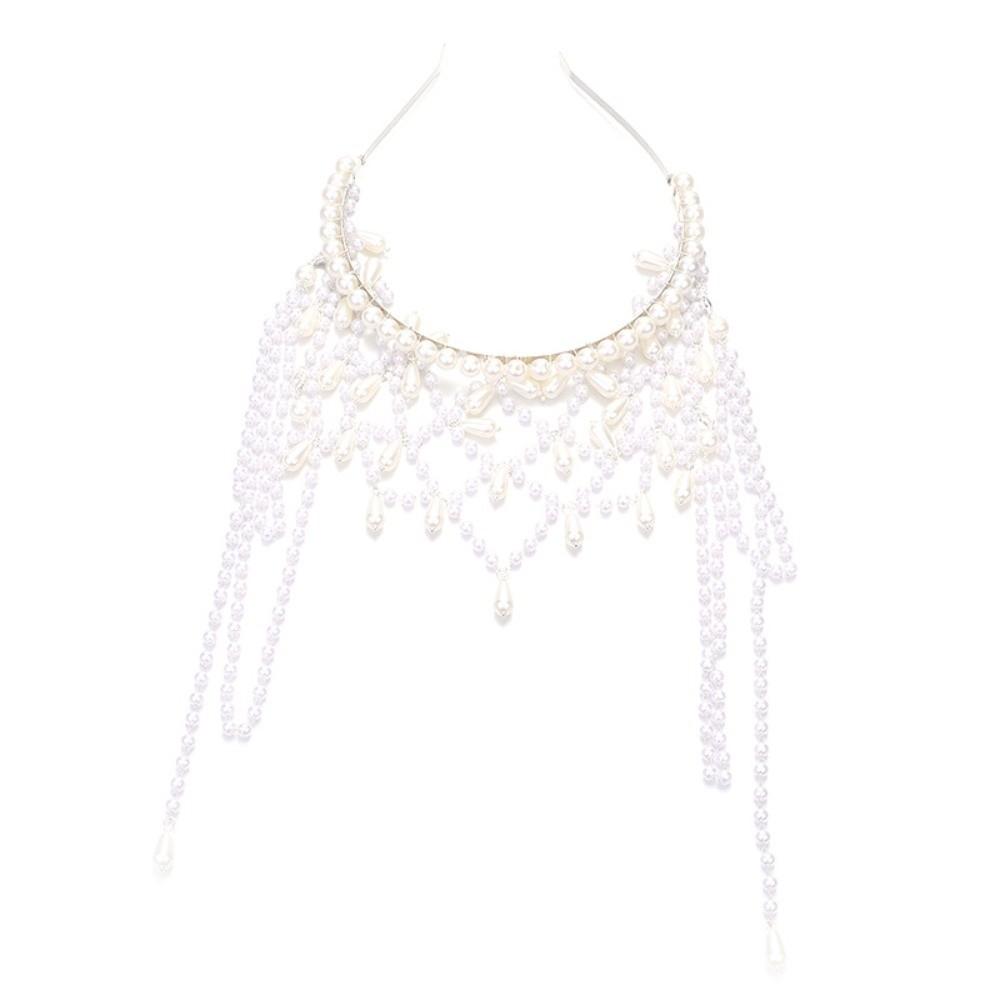 Hair Jewelry Tassel Pendant Forehead Chain Handmade Pearls Chain Headbands Banquet Event
