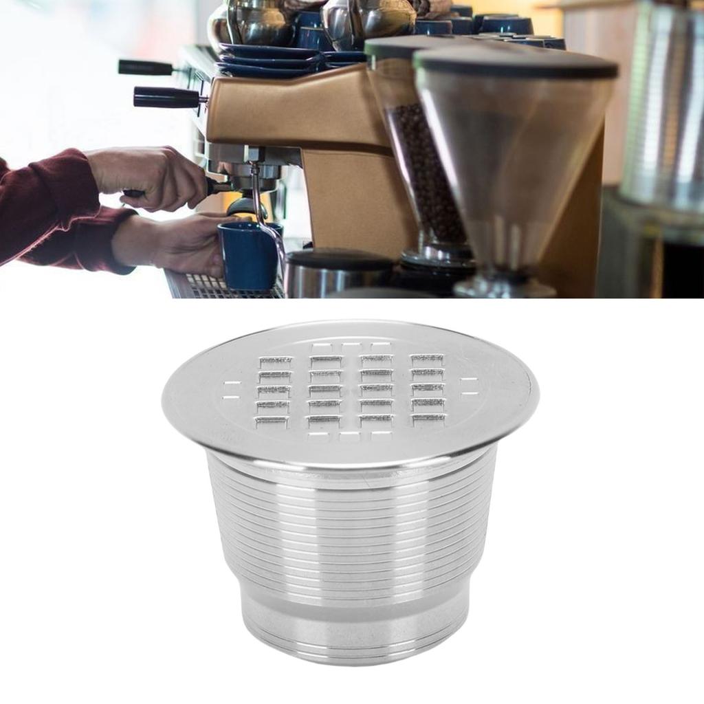 Capsula per Caffè Riutilizzabile Pod in Acciaio Inossidabile 304 Capsula per Caffè Ricaricabile con Spazzolino e Cucchiaino per Macchina da Caffè