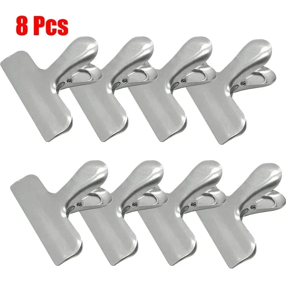 

8/12pcs Metal Chip Bag Clips Stainless Steel Home Kitchen Food Snack Clip Moisture-proof Household Kitchen Gadgets Item