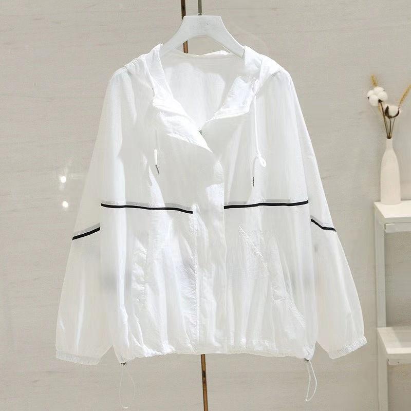 Mode Sommer Sonnencreme Hoodie Damen Locker Bedruckt UV-Schutz Jacke Lässig Sonne mit Kapuze