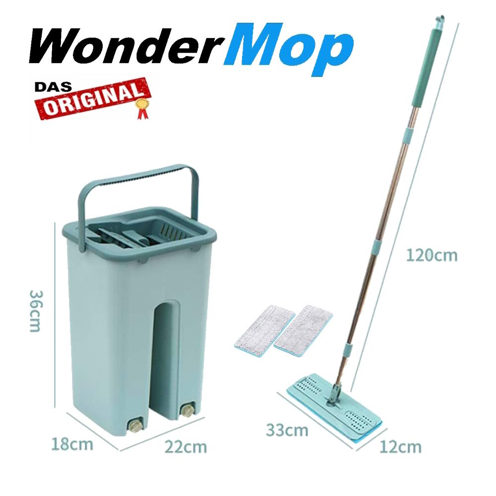 WONDERMOP Professional Floor Mop Set, Microfiber Mop, 2-chamber System, Bucket