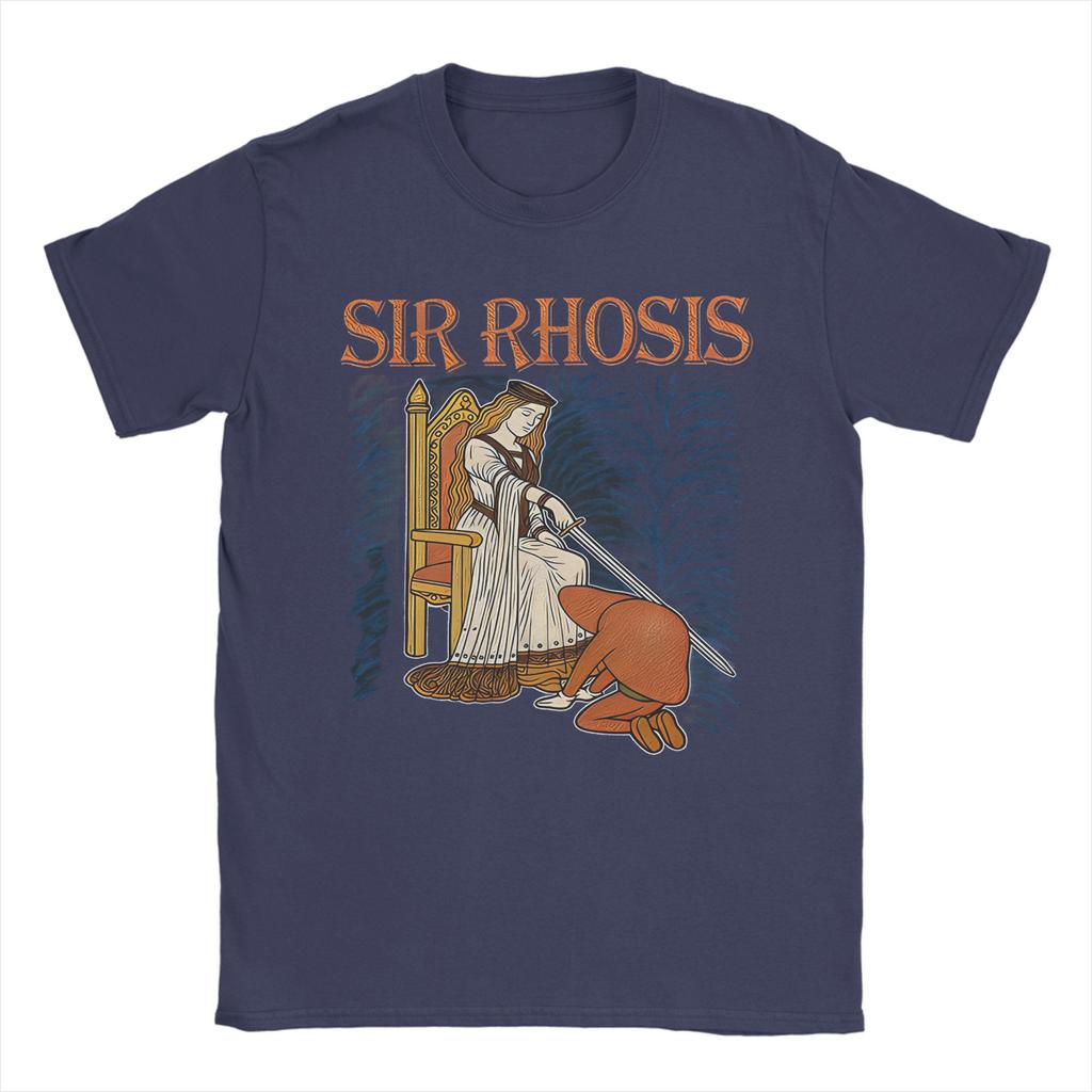 T-shirt Grafica Unisex Sir Rhosis Cavaliere Ubriaco Medievale Divertente Meme Magliette in Cotone Manica Corta Girocollo Novità