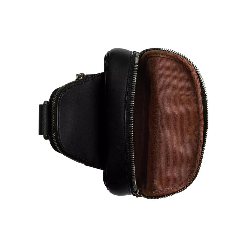 Coach Ethan Pack 21 Classic Monogram Zipper Closure Coated Canvas And Smooth Calfskin Shoulder Crossbody Waist Bag Women bags Bronze Black CO910-QBLWO
