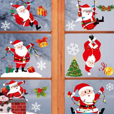 Santa Claus Elk Christmas Window Glass Stickers Merry Christmas Decor For Wall Decals New Year Party Home Static Sticker ARI