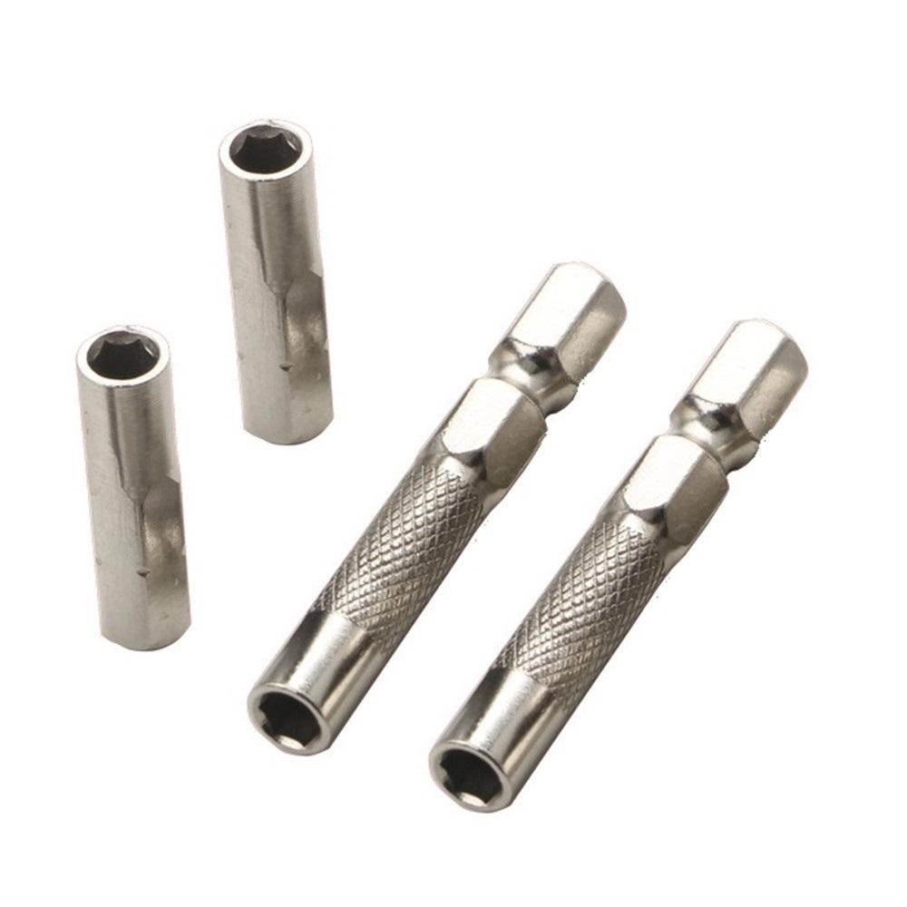 4pcs Magnetic 6.35mm Hex To 4mm Socket Bit Adapters, Quick Release Holders For Electric Screwdriver Hand Tools