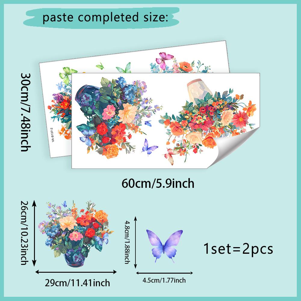 

Flower Window Wall Sticker Vinyl Art Sticker for Home Decor Classroom Kids Room Bedroom Self Adhesive Decals 30x60cm 2pcs