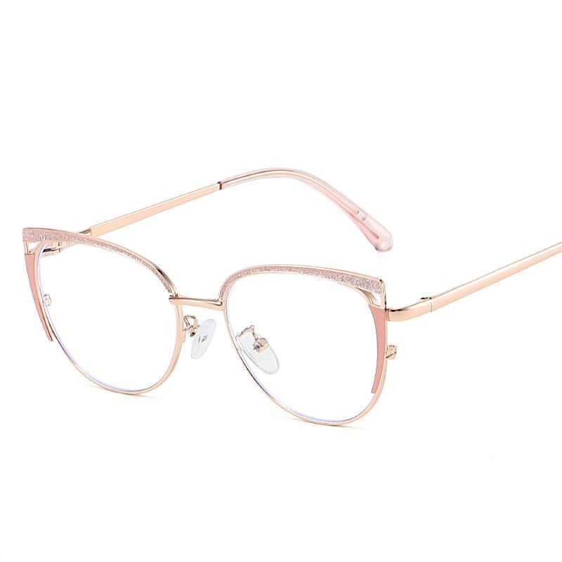 European American Style Glasses Frames Women Fashion Stylish Cat Eye Women's Eyeglasses Blue Light Blocking Decorative Glass