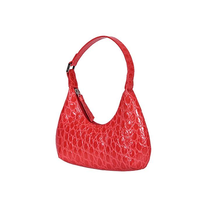 By Far Crocodile Pattern Zipper Closure Leather Underarm Mini Bag Women Handbags Red 21CRBASPMDSMA