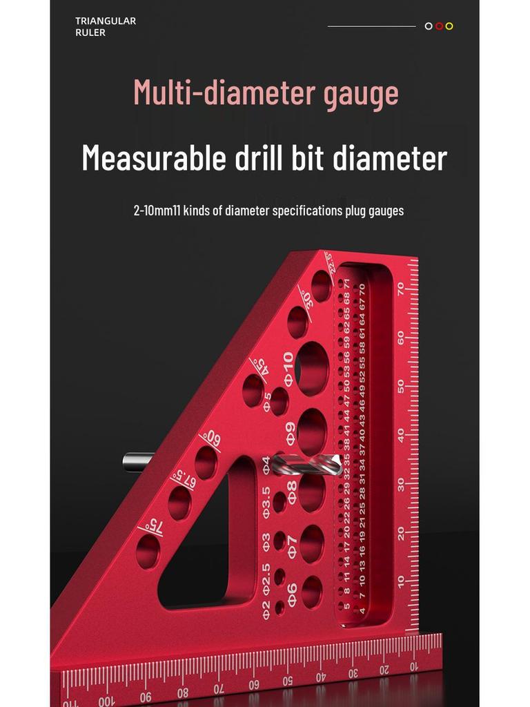 Multifunctional Aluminum Right Angle Woodworking Measuring Ruler and Marker Tool