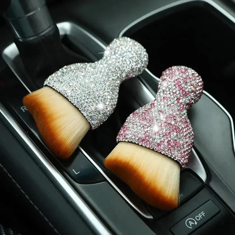 Bling Rhinestone Car Cleaning Brushes Auto Detail Brush Soft Bristles Multifunctional Auto Interior Detailing Brush Computer