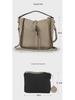 Women's Retro Rivet Cowhide Bucket Bag with Leopard Head Design