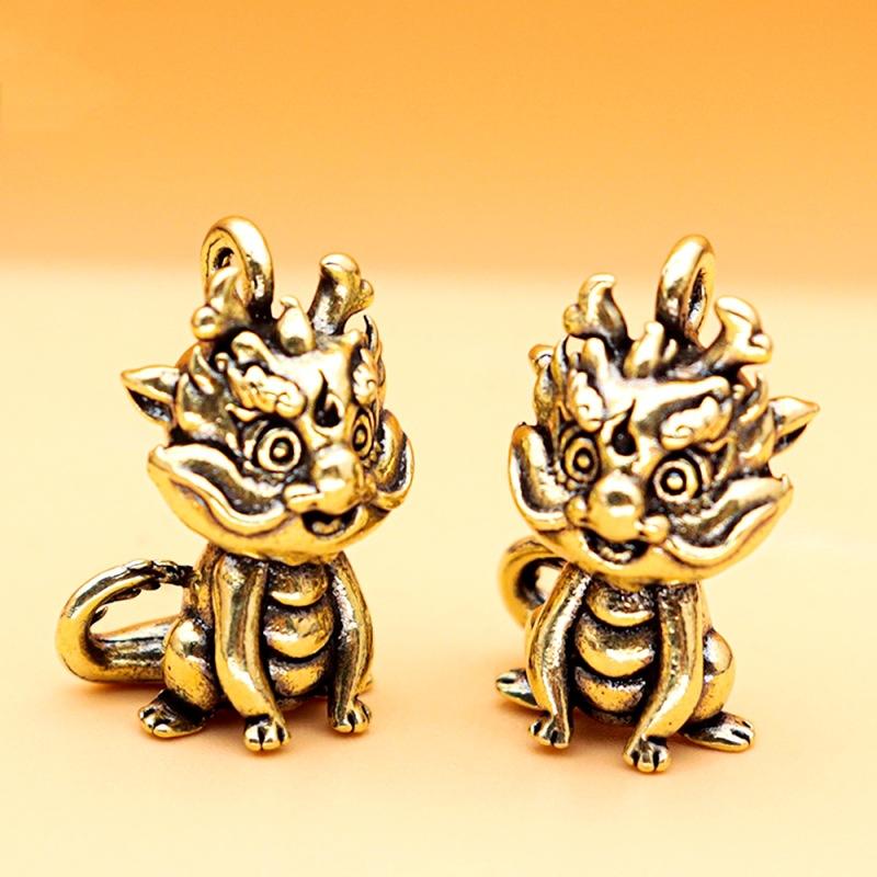 Vintage Statue Figurine Wealth Brass Decor Prosperity Chinese Style Ornament Dragon Luck Animal Mini Home Accessories Gift