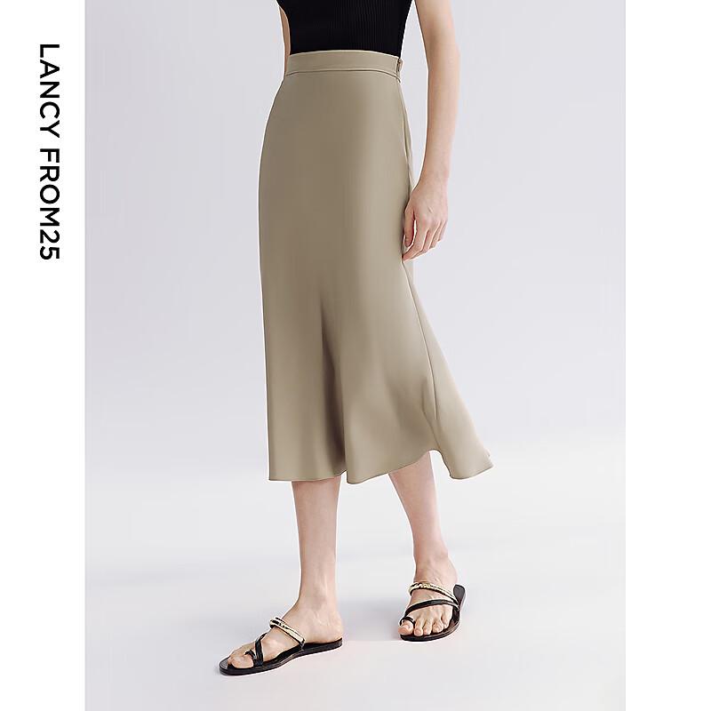 Langzi Wang Churan Co-branded Mulberry Silk A-Line Fishtail Midi Skirt