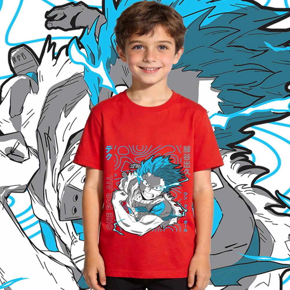 My Hero Academia Midoriya Anime Print Kids Cotton T Shirt Boys Girls Casual Summer Top