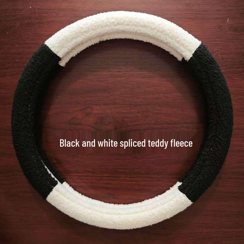 Cute Teddy Plush Universal Steering Wheel Cover - Winter Short Plush Car Decoration