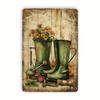 Metal Poster Retro Gardening Boots Vintage Wall Decor Farmhouse