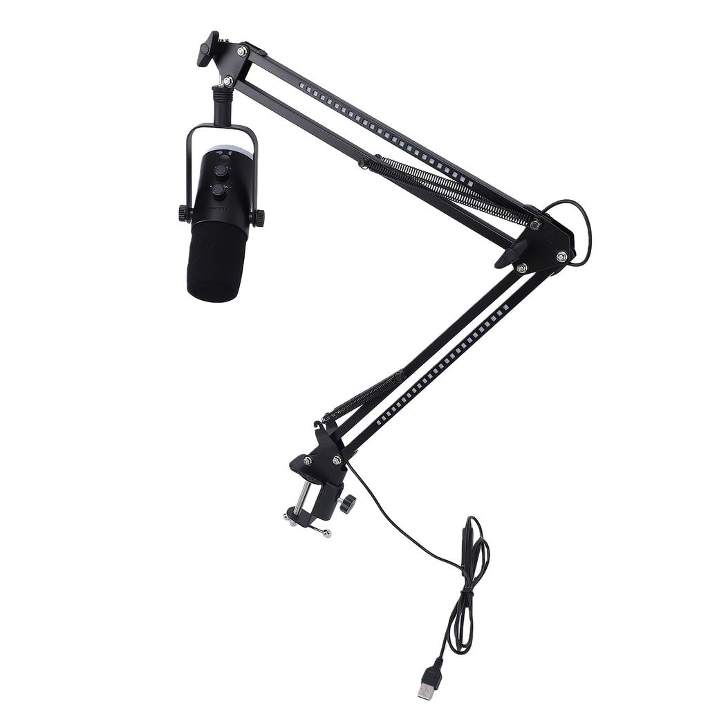 Gaming USB Microphone for PC Dynamic RGB Noise Cancellation Condenser Mic with Boom Arm for Strming Podcast