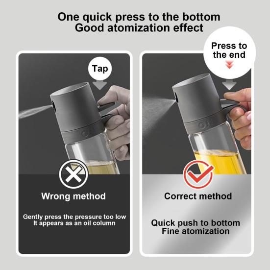 250ml skleněná láhev s rozprašovačem oleje na vaření, rozprašovač olivového oleje, rozprašovač do fritézy, salátové pečení, jemná mlha, ergonomická rukojeť, přenosná kuchyňská linka