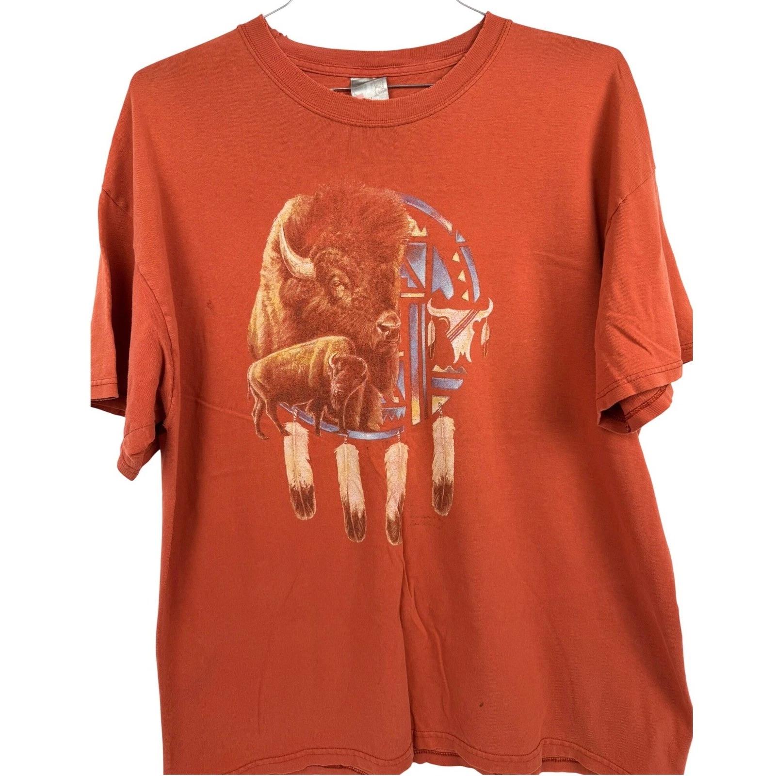 VTG Hanes Buffalo Nature Graphic T-Shirt Worn Thrashed Soft Thin Grunge LG S