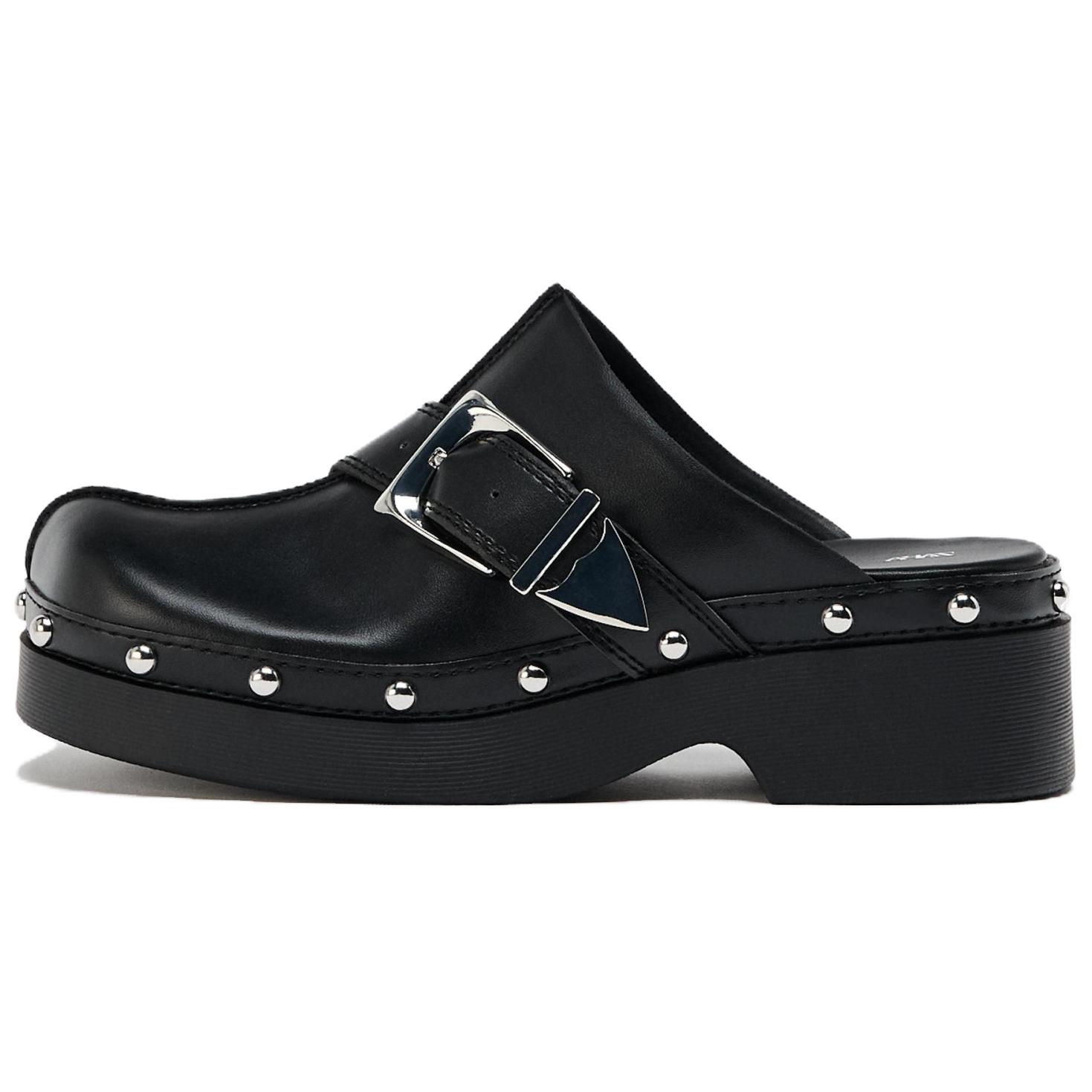 Zara Модные мюли на водонепроницаемой платформе и массивном каблуке, украшенные пряжками и заклепками, женская обувь, черные 13508510-38 36